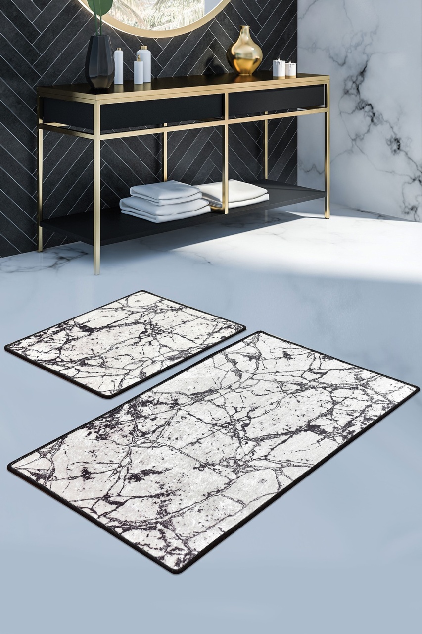 Set covorase baie 2 piese, Luxury Touch, UnicUtil, Alb, Multicolor