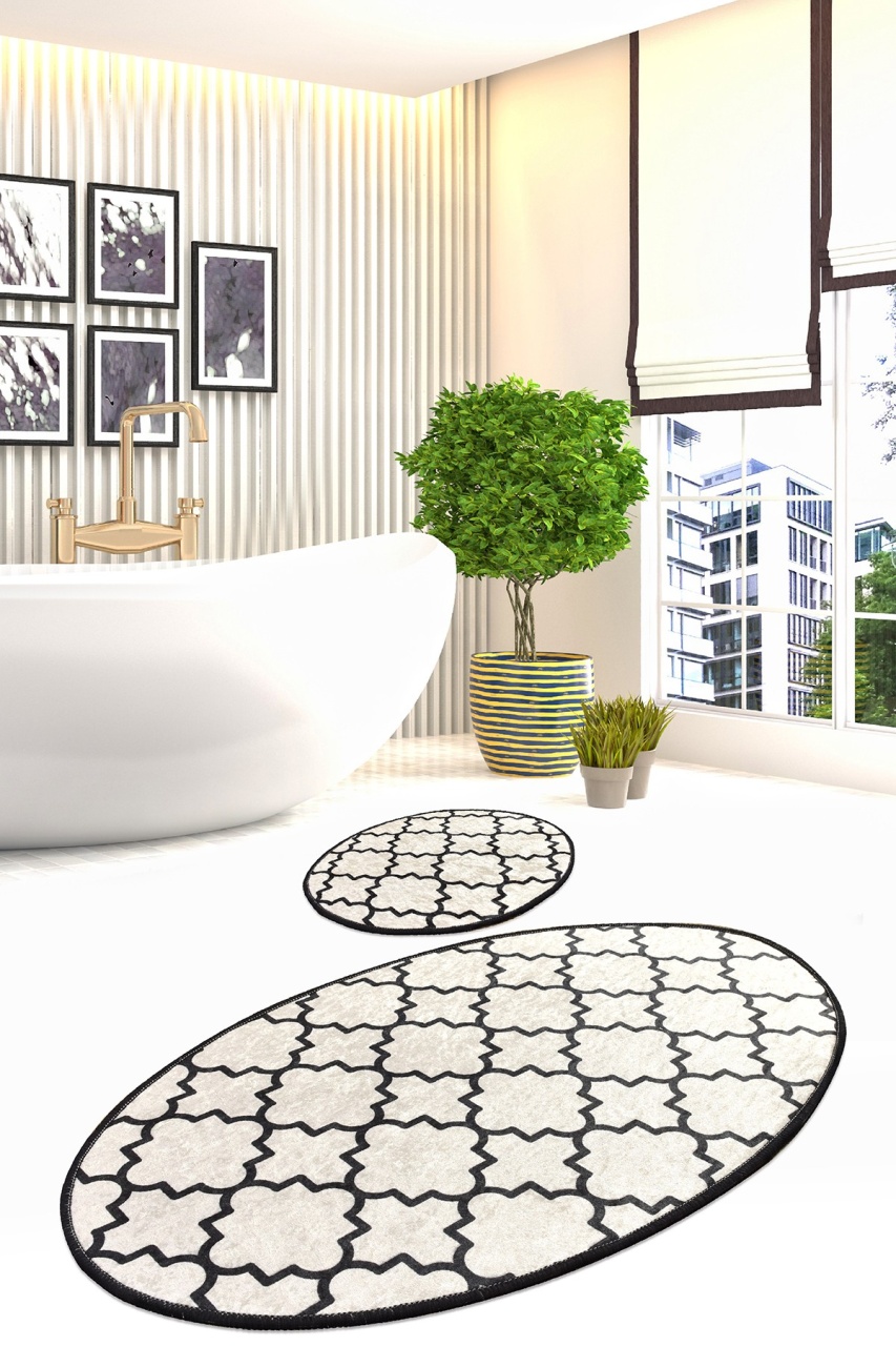 Set covorase baie 2 piese, Modern Look, UnicUtil, Alb, Multicolor