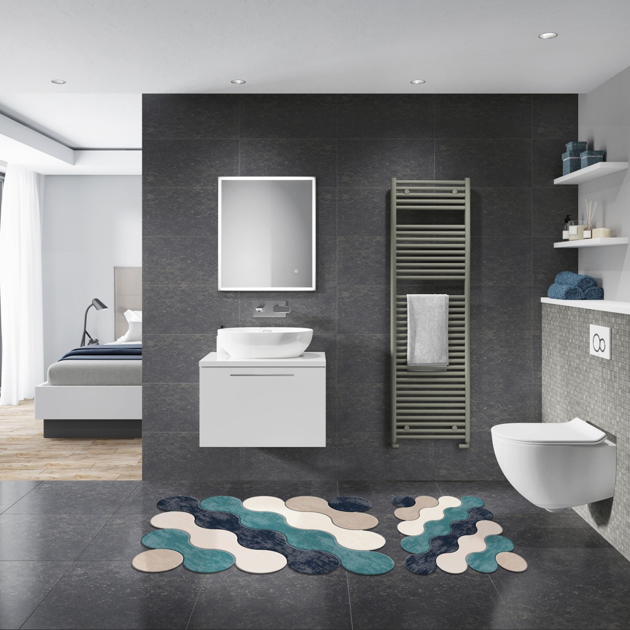 Set covorase baie 2 piese, Ultra Cozy, UnicUtil, Albastru