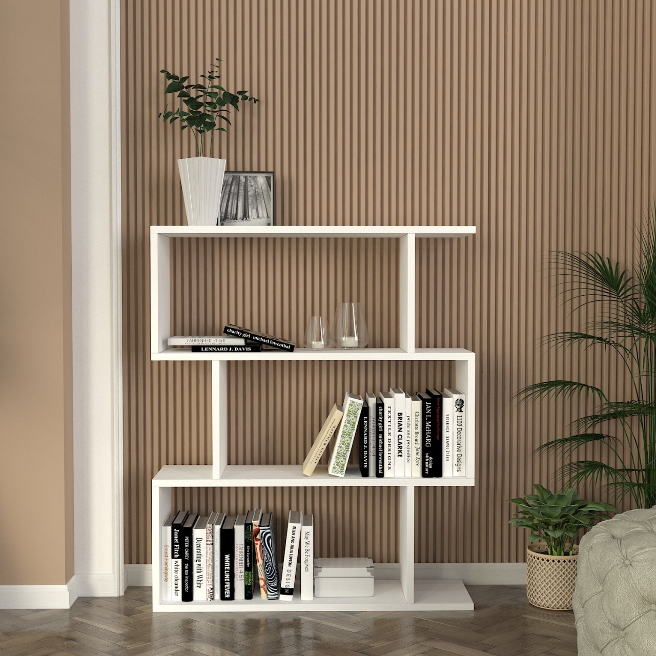 Biblioteca, Frame Harmony, UnicUtil, 80 x 22 x 95.7 cm, Alb