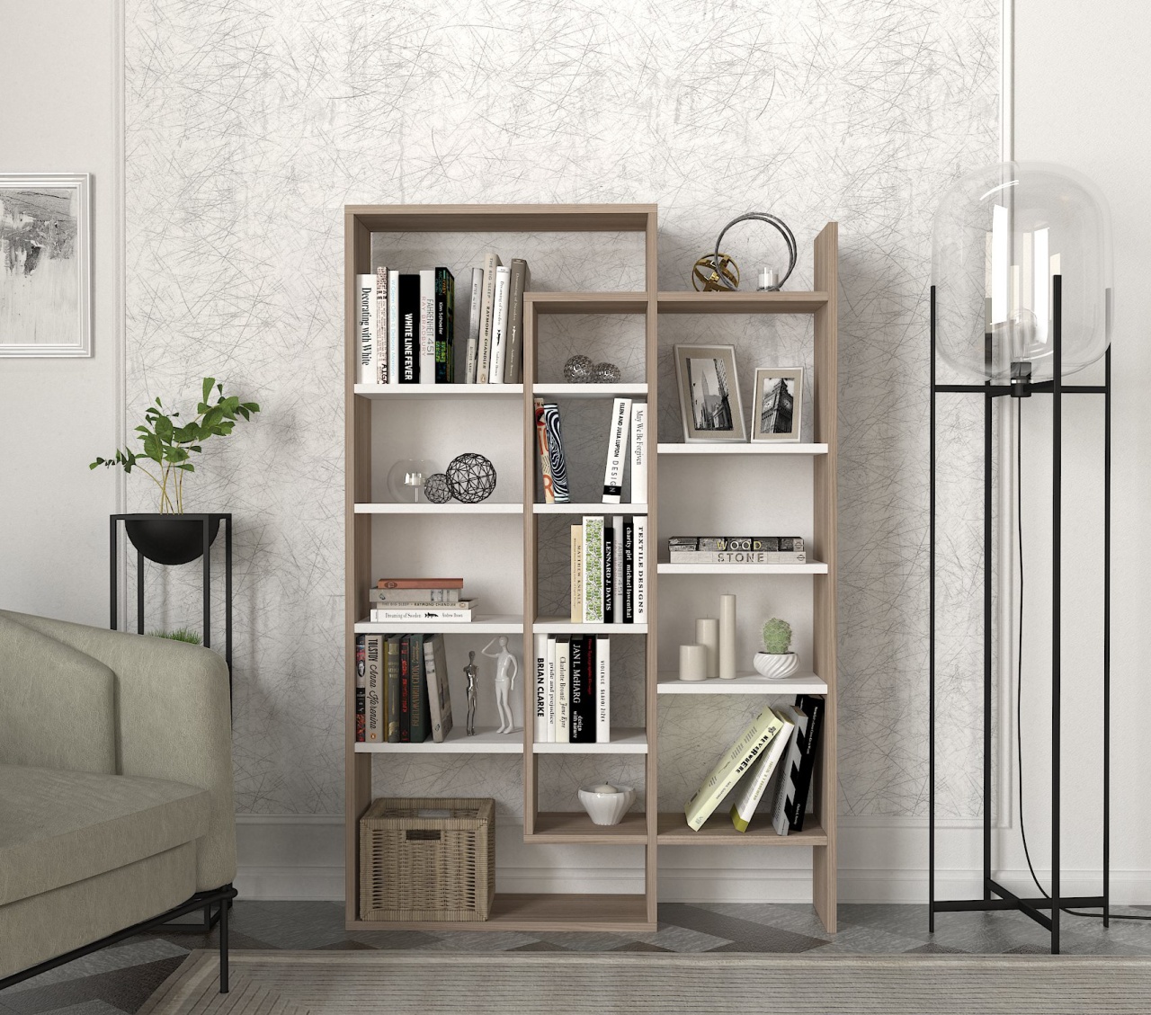 Biblioteca, Geo Space, UnicUtil, 94.2 x 22 x 139.5 cm, Alb-Maro