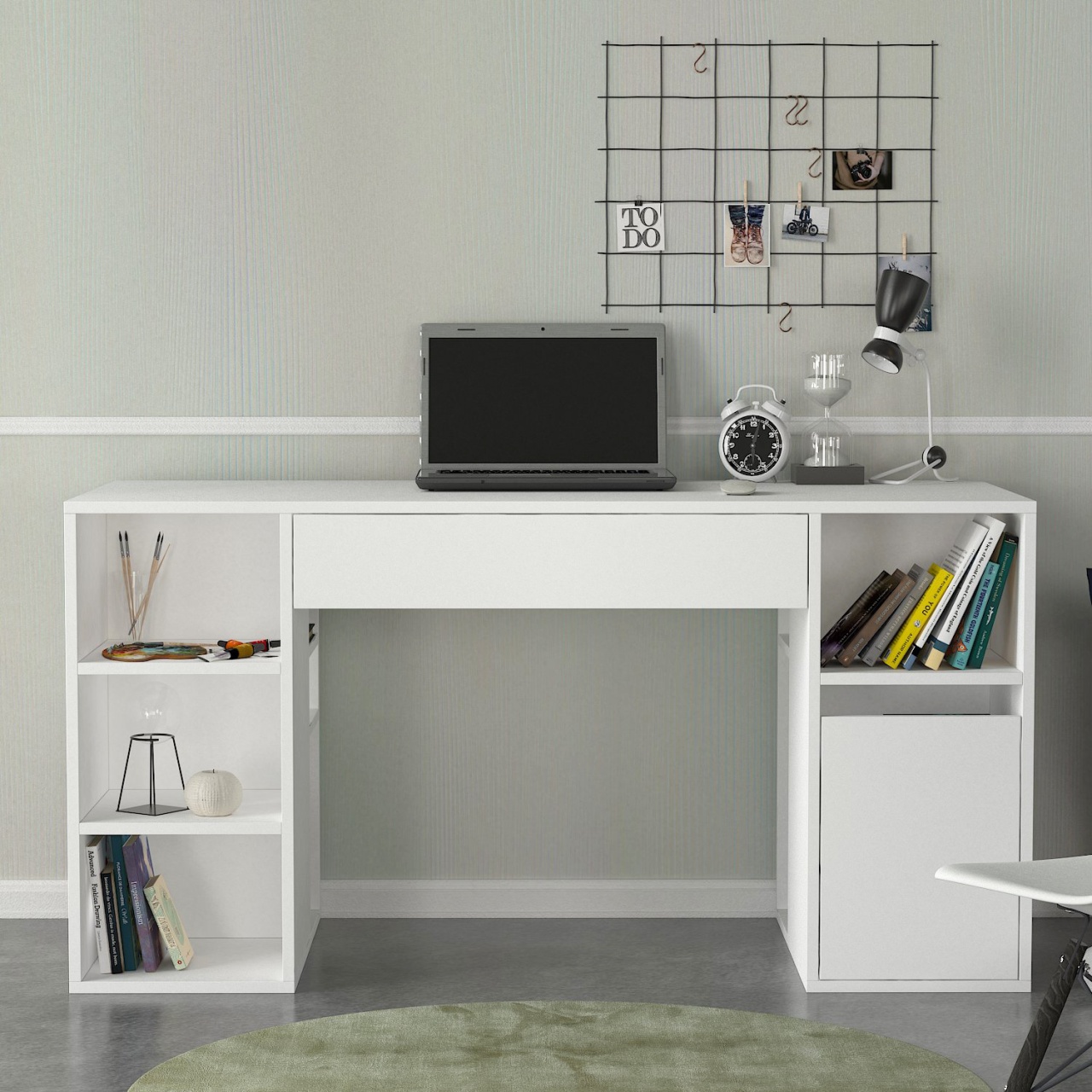 Birou, Dynamic Work, UnicUtil, 145.3 x 59.6 x 74.4 cm, Alb