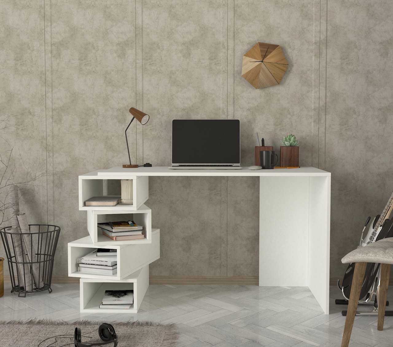Birou, Geo Space, UnicUtil, 130 x 60 x 75 cm, Alb