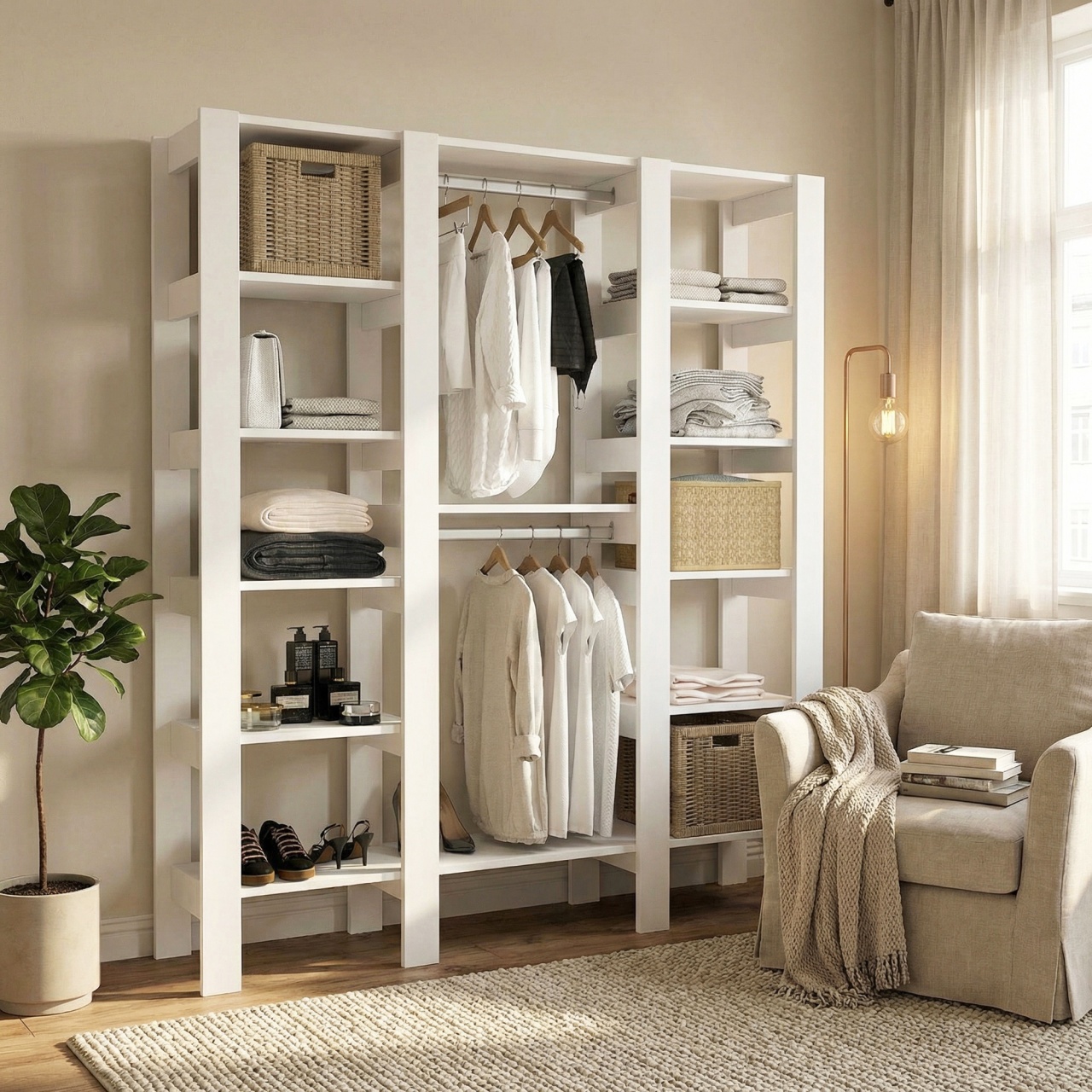 Dulap dressing, Tulca City White, UnicUtil, Alb, Lățime: 158,6 cm, Înălțime: 180 cm, Adâncime: 33,2 cm