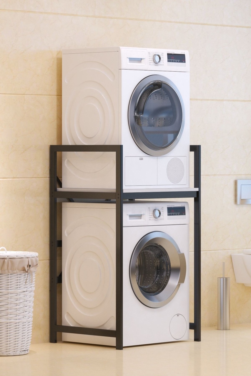 Dulap pentru mașina de spălat, C7 White, UnicUtil, Alb-Negru, Lățime: 70 cm, Înălțime: 116 cm, Adâncime: 60 cm