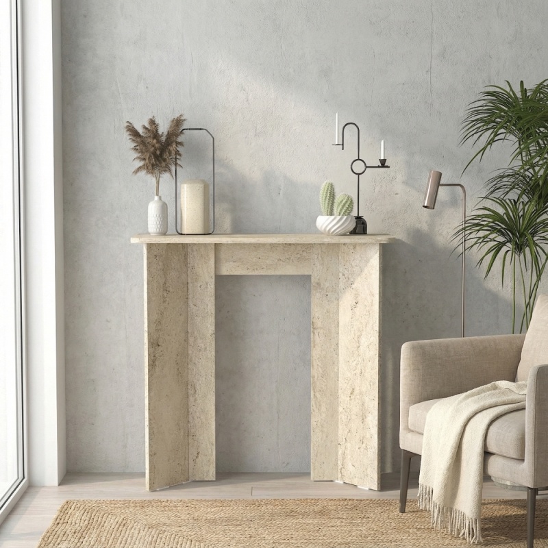 Masă decor, Mara Traverten Dresser, UnicUtil, Travertin, 90 cm