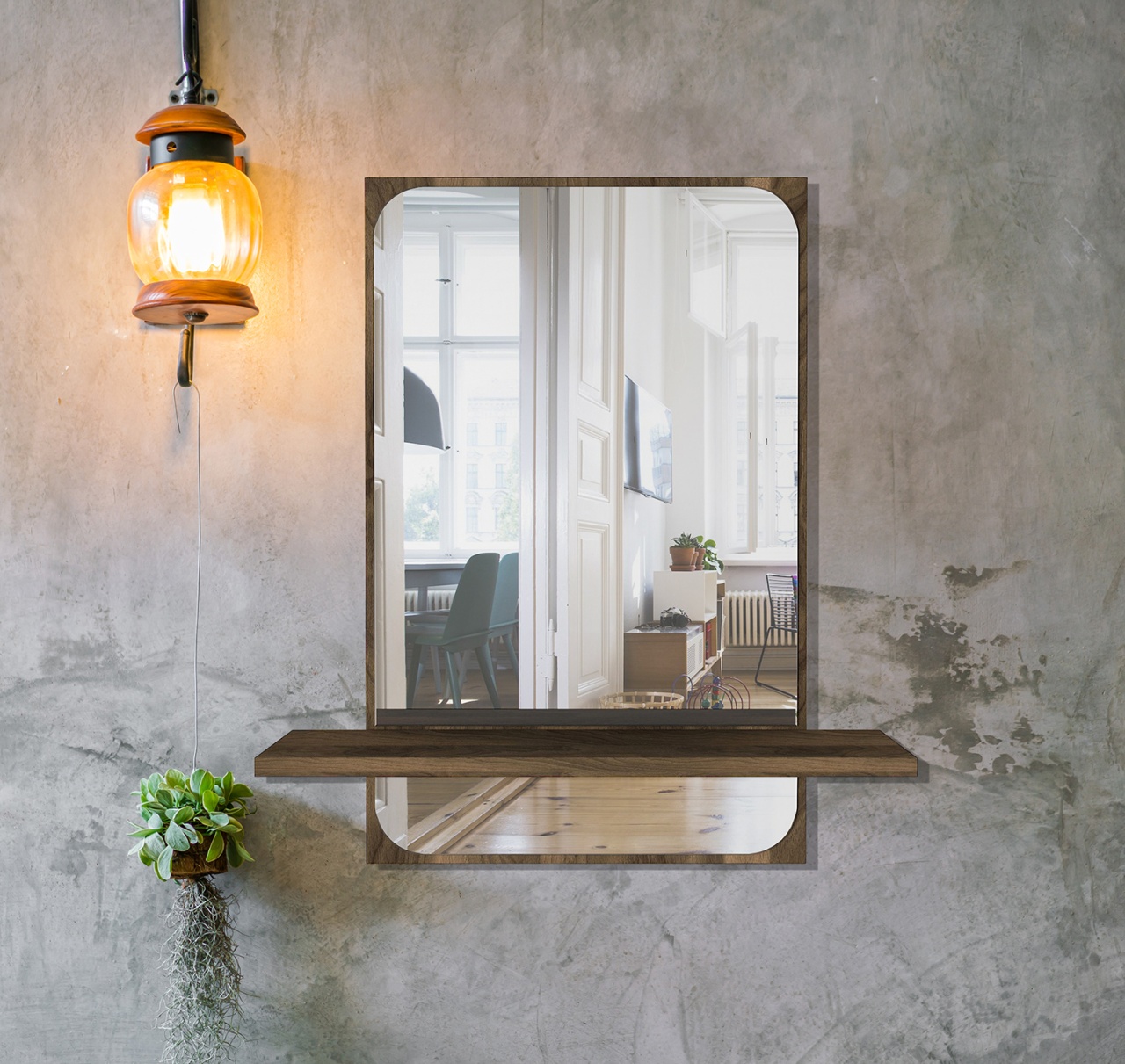 Oglinda de Perete, Walnut Frame, UnicUtil, 60 x 12 x 70 cm, Maro