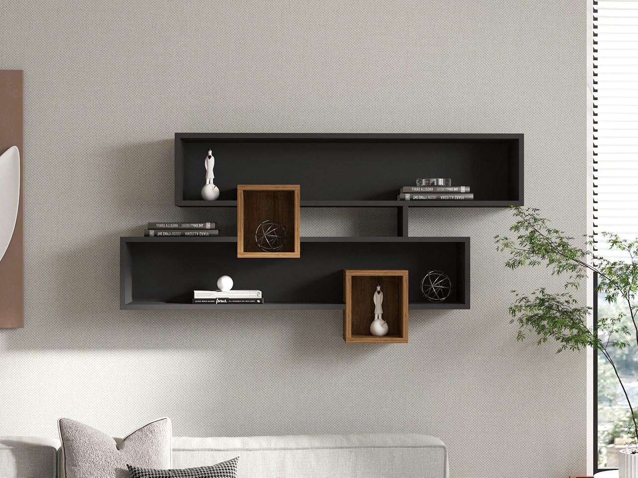 Rafturi perete, Pure Strength, UnicUtil, 120 x 75 x 22 cm, Nuc Gri