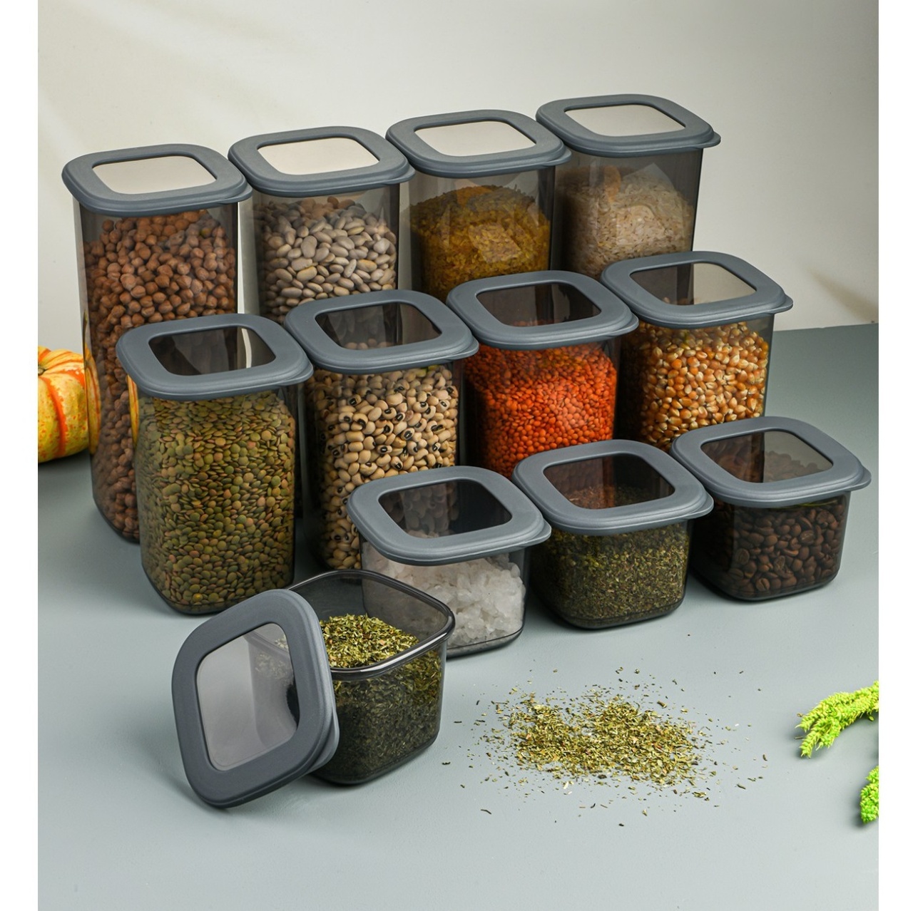 Set 12 recipiente alimentare , UnicUtil, Sturdy Modern, Antracit