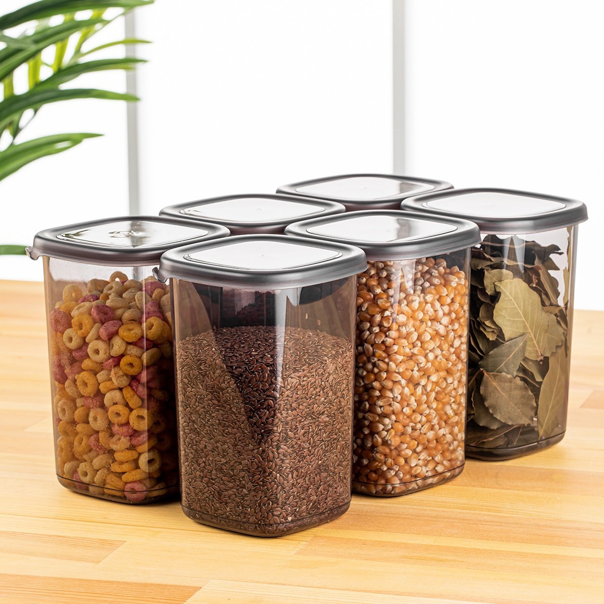 Set 6 recipiente alimentare , UnicUtil, Compact Sturdy, Antracit