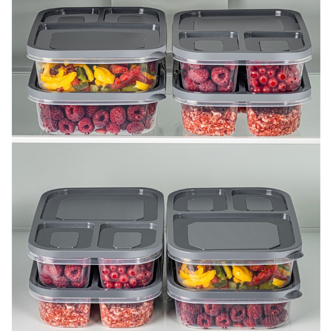 Set 8 caserole plastic , UnicUtil, Lightweight Elegant, Antracit