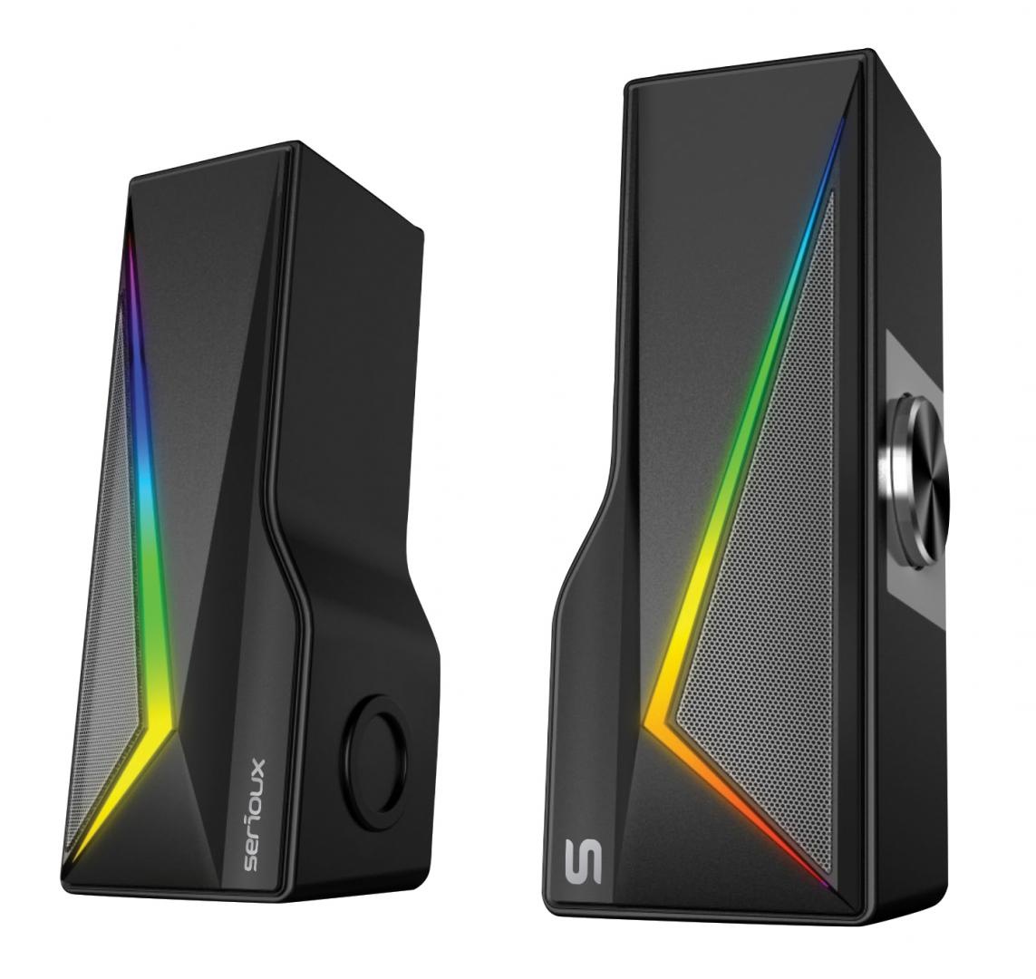 Boxe gaming 2.0 Blys RGB, functie Dual Mode Bluetooth , putere: 3W x 2, impedanță: 4Ω, frecvență: 200Hz - 16KHz, sensibilitate: 650mv±50mv,