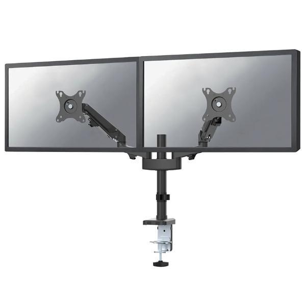 Brat de birou pentru monitor Neomounts, poate sustine 2 monitoare cu diagonala display 17-27", suporta pana la 14kg per monitor, full motion, +45°,