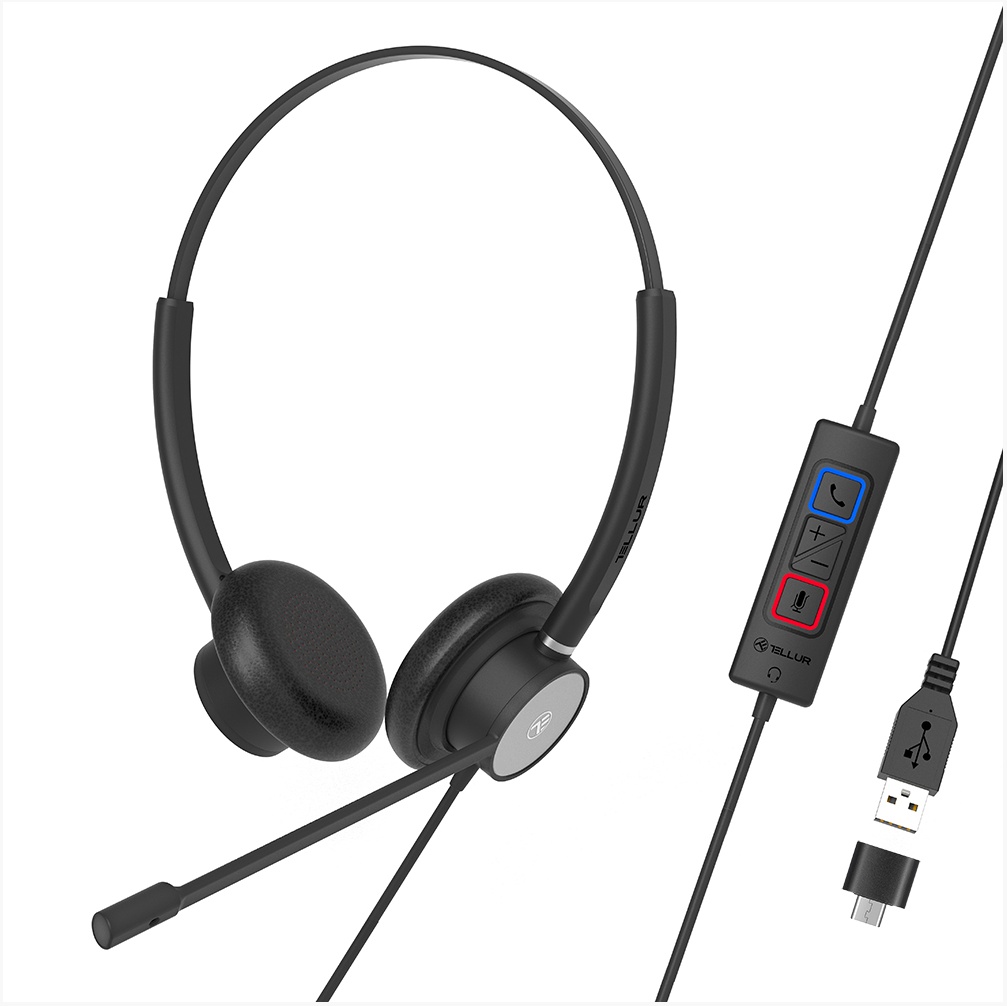 Casti Head-band TELLUR Voice 320, Wired, Negru