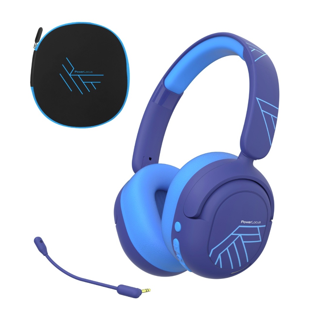 Casti Over-ear POWERLOCUS Lion Kids, wireless, Albastru