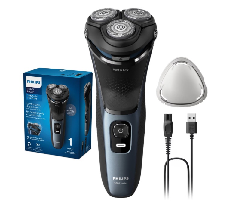 Aparat de ras PHILIPS Shaver Seria 3000 S3144/00, Barbierit umed şi uscat, Fara fir, Capete 5D pivotante si flexibile, Lame autoascutire, 60 min,