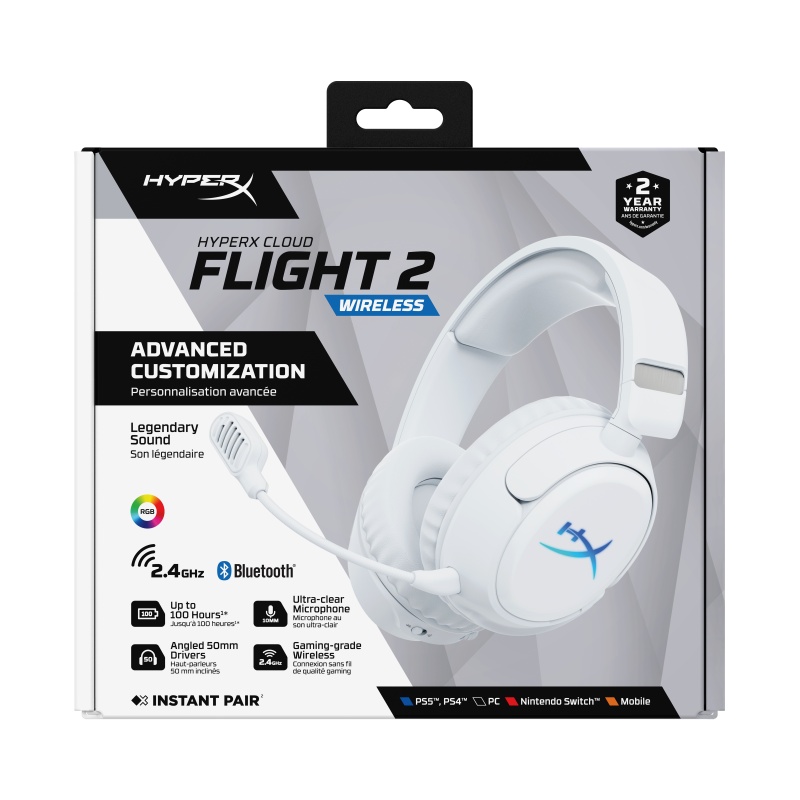 Casti Gaming Head-band HyperX Cloud Flight 2, Fara Fir, Alb