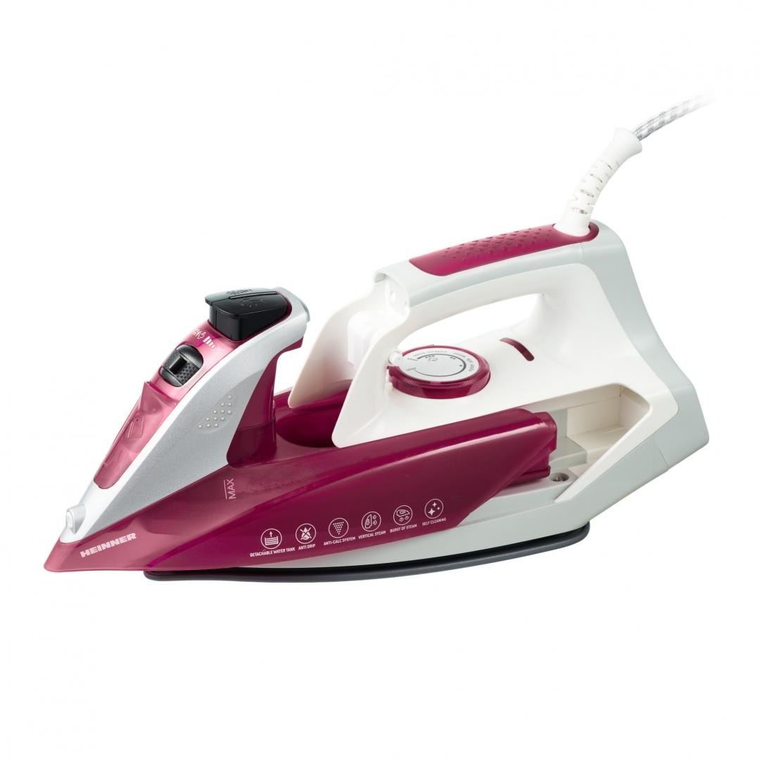 Fier de calcat Heinner HSI-2200PP, calcare uscata/spray/jet de abur, rezervor apa detasabil, talpa ceramica, auto-curatare, functie anti- picurare,