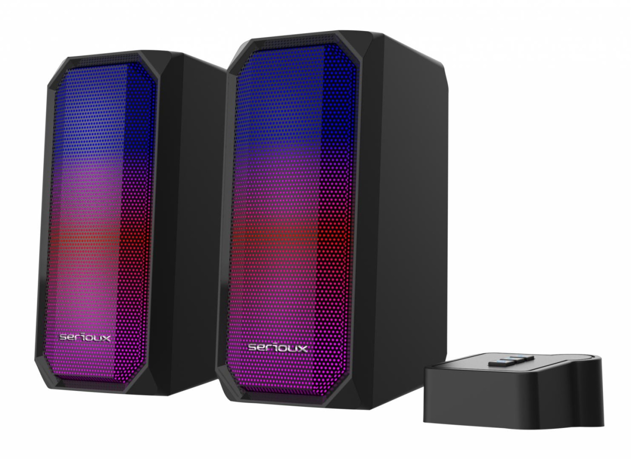 Boxe gaming 2.0 Serioux Kyro RGB, Functie Dual Mode Bluetooth, putere: 3W x 2, impedanță: 4Ω, frecvență: 150Hz - 20KHz, sensibilitate : 650mv± 50mv,