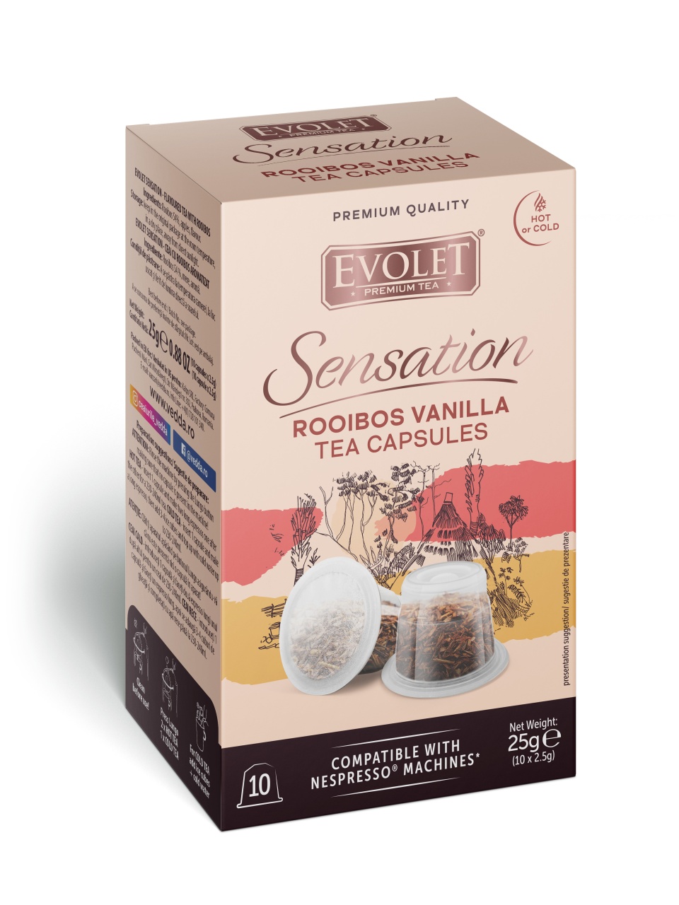 Ceai Evolet Sensation Rooibos Tea Vanilla 10 Capsule X 2.5 g
