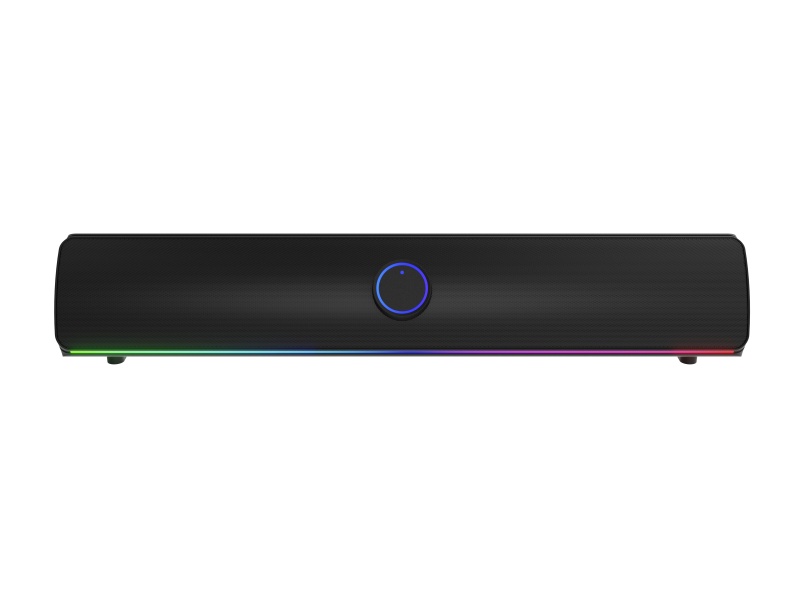 Soundbar GENESIS HELIUM 312BT 2.0, putere 10W, lungime cablu 150cm, frecventa raspuns 100 - 20000 Hz, iluminare multicolor, interfata USB-A, negru