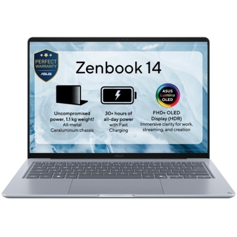 Laptop Consumer ASUS Zenbook 14 UX3480AA-U2382X, cu procesor Intel Core Ultra 7 355, 14'' OLED, 16 GB LPDDR5x, 512 GB, Intel Graphics, Windows 11