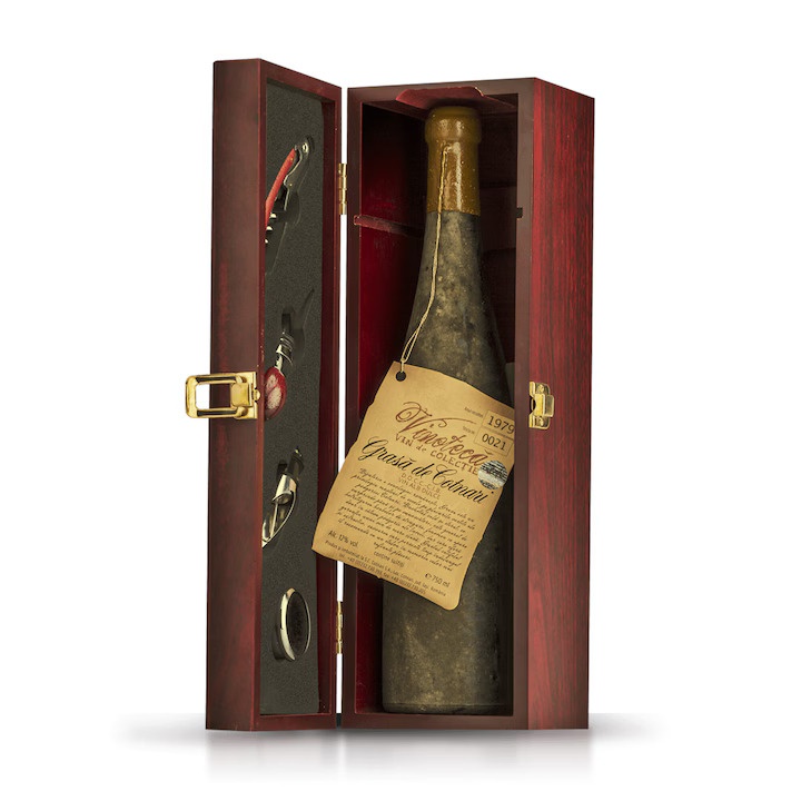 Vin Alb Dulce Vinoteca Set Somelier Grasa de Cotnari 1979 Colectie Cutie Lemn 0.75L