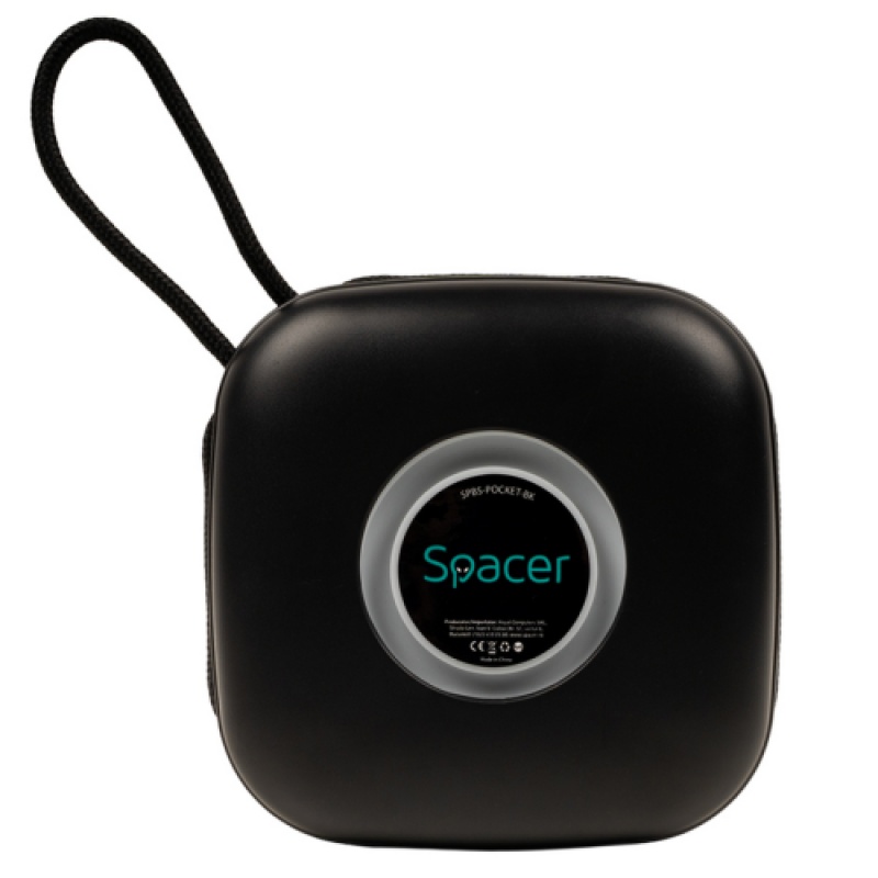 Boxa Spacer portabila bluetooth, POCKET-BK, RMS: 5W, RGB, acumulator 500mAh, timp de functionare pana la 5 ore, pana la 10m, incarcare USB Type-C,