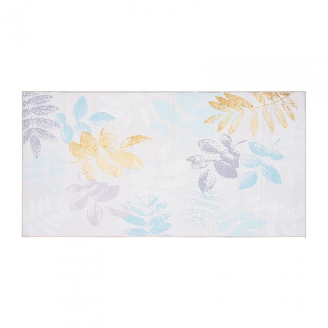 Covor printat, LEAFS 70x140 cm, lavabil cu spate antialunecare, inaltime fir 3mm