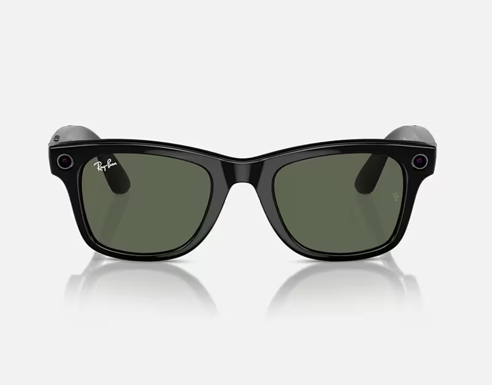 Ray-Ban Meta Wayfarer AI Glasses Shiny Black/G-15 Green