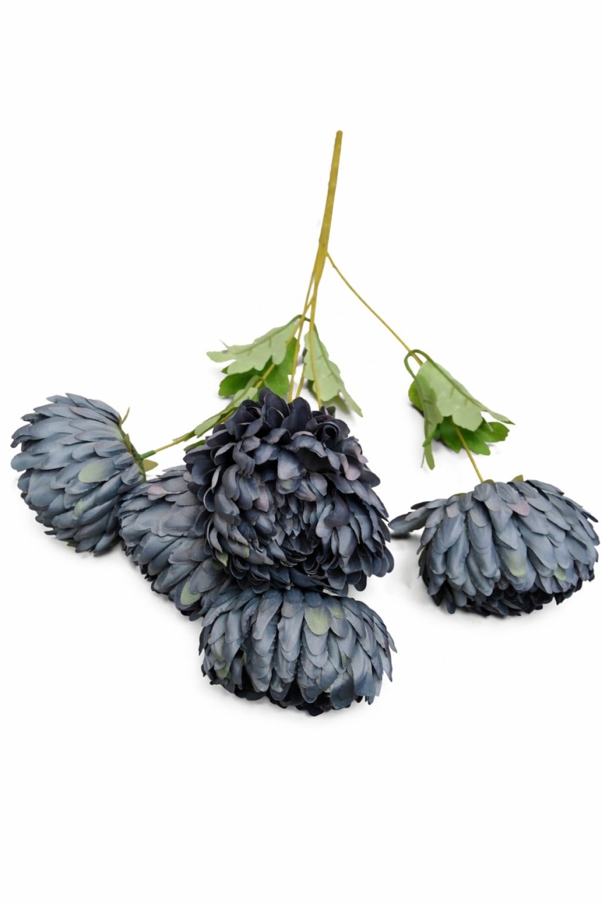 intrerupator simplu cu touch Flori artificiale - Buchet crizanteme Blue Gray cu frunze 83024-5