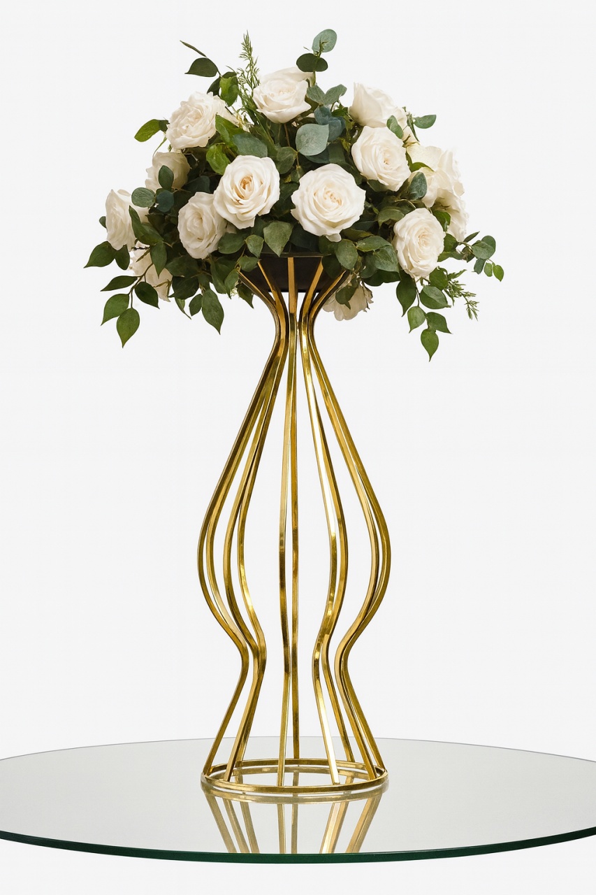 Importflower.ro Suport vaza aurie pentru flori cu bare groase