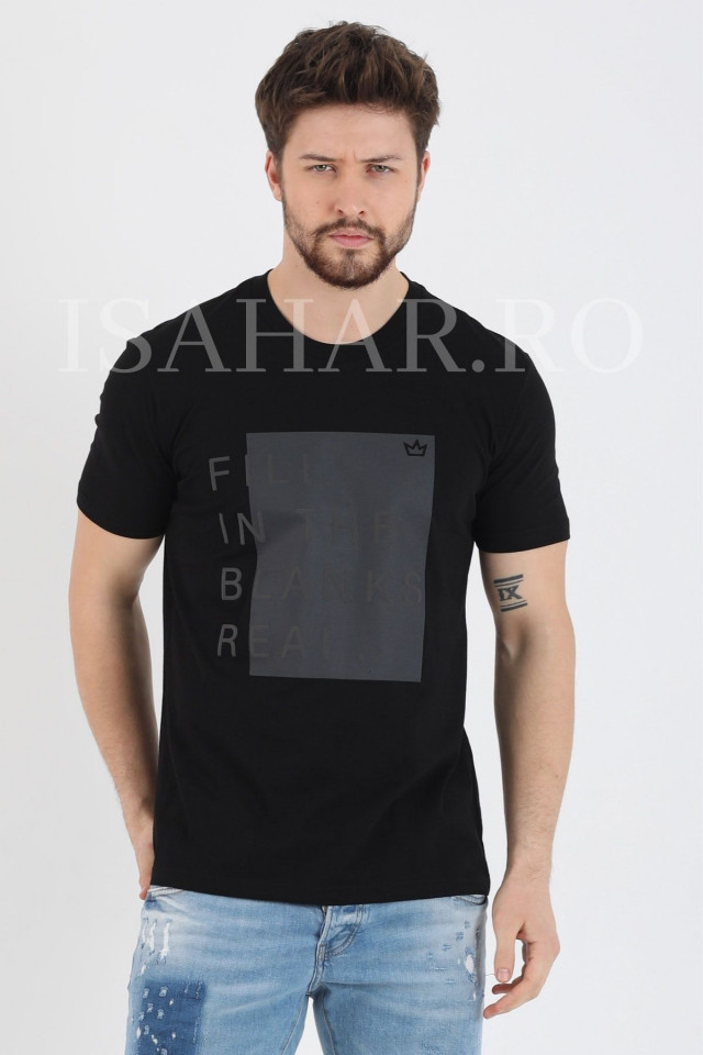 Tricou cu imprimeu pentru barbati , BREEZY, casual, din bumbac, ISAHAR