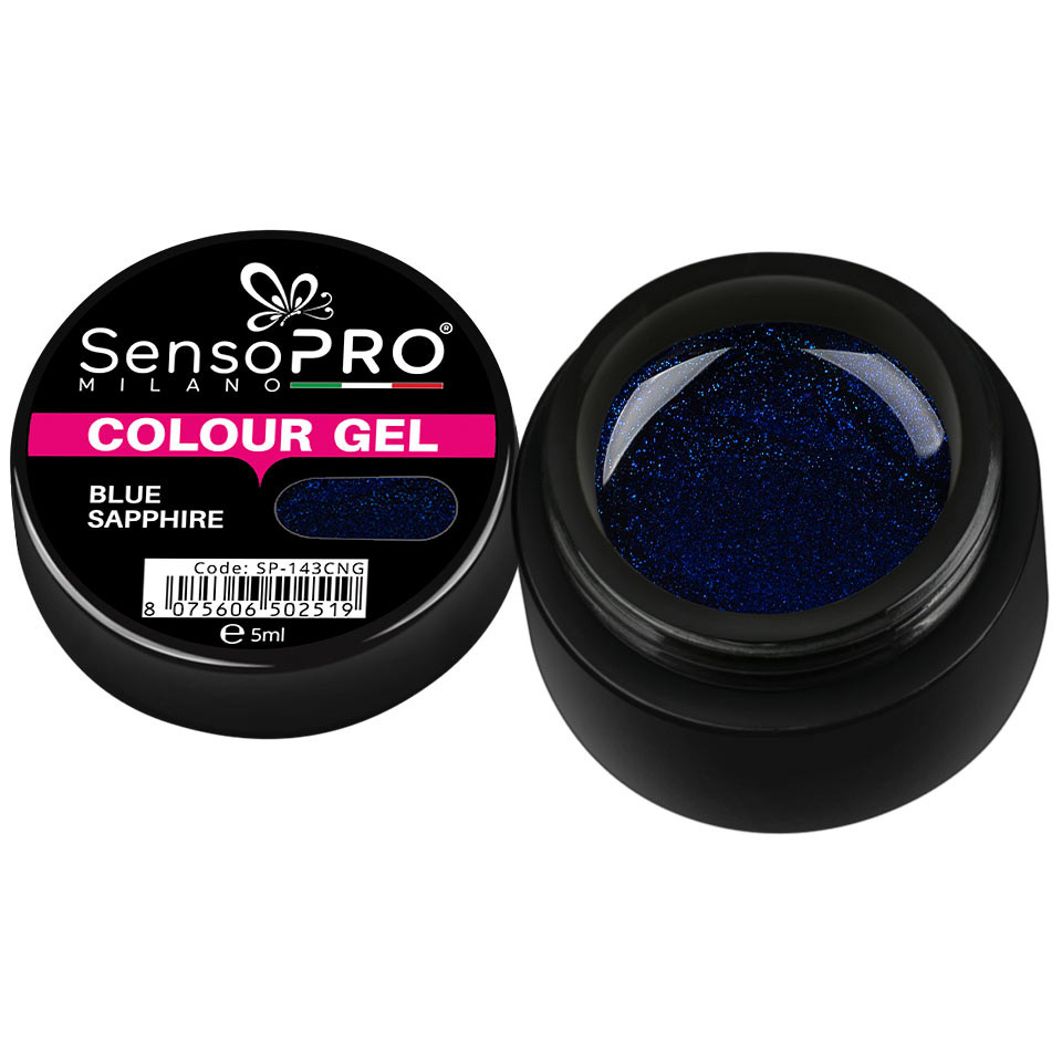 Gel UV Colorat Blue Sapphire 5ml, SensoPRO Milano 5ML poza noua reduceri 2022
