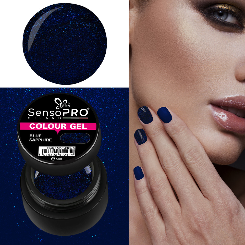 Gel UV Colorat Blue Sapphire 5ml, SensoPRO Milano