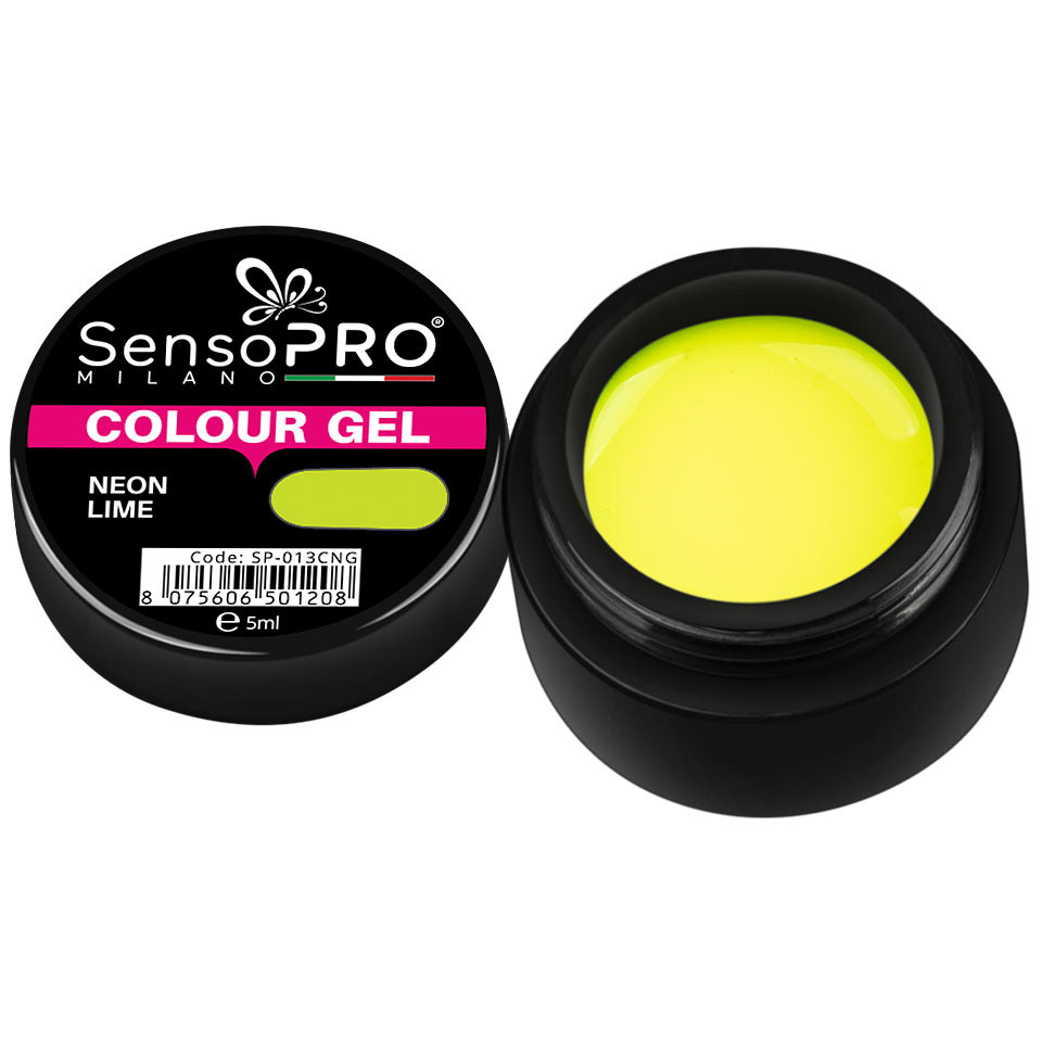 Gel UV Colorat Neon Lime 5ml, SensoPRO Milano 5ml imagine pret reduceri