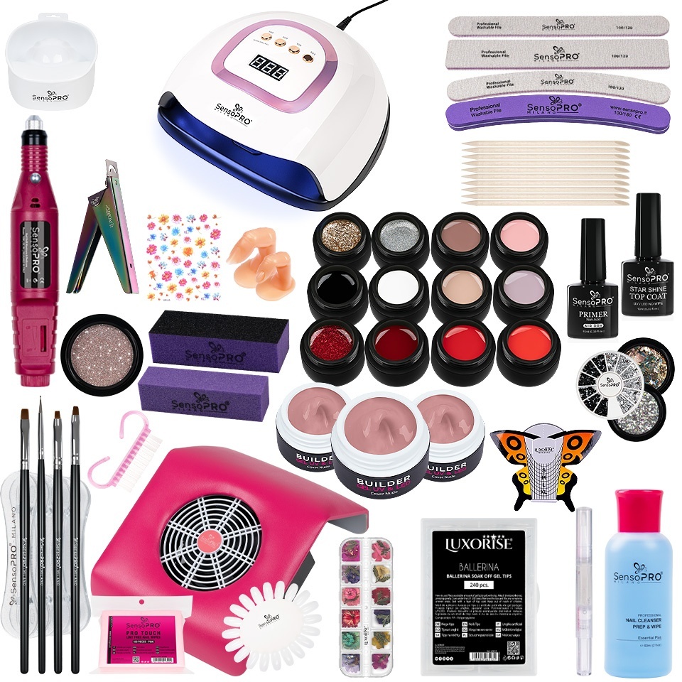 Kit Unghii False cu Gel UV SensoPRO Milano 15ml - Promotie #09 + CADOU Set 4 Pensule Manichiura