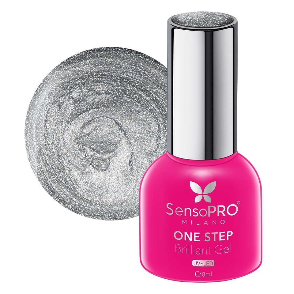 Oja Semipermanenta One Step Brilliant Gel SensoPRO Milano 8ml, Silver Time #75