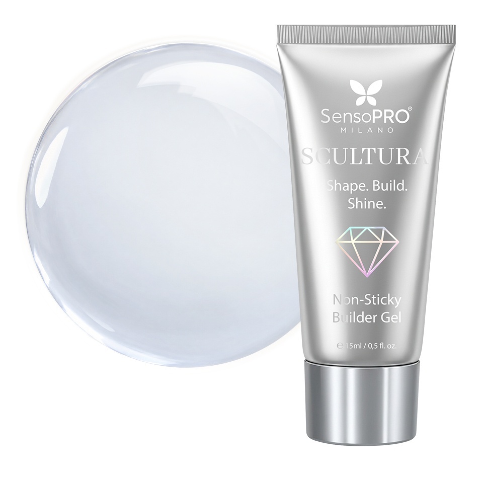 Gel de construcție SCULTURA Non Sticky SensoPRO Milano - Crystal Clear, 15ml