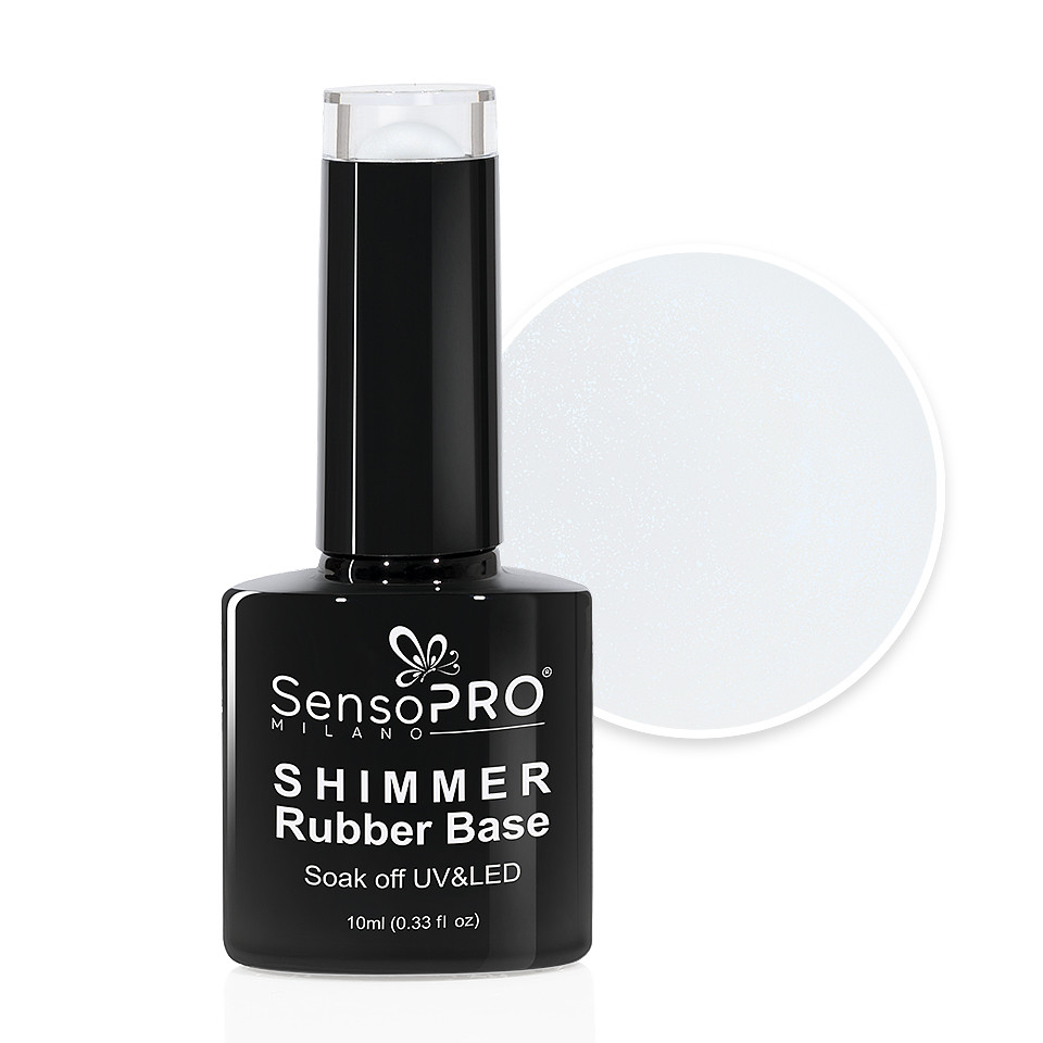 Shimmer Rubber Base SensoPRO Milano – #02 Milky White Shimmer Blue, 10ml kitunghii.ro