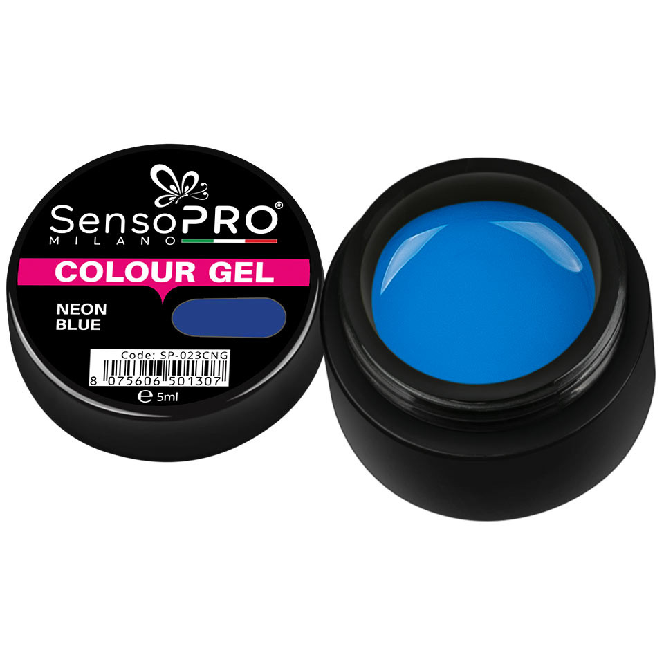 Gel UV Colorat Neon Blue 5ml, SensoPRO Milano 5ml imagine 2022