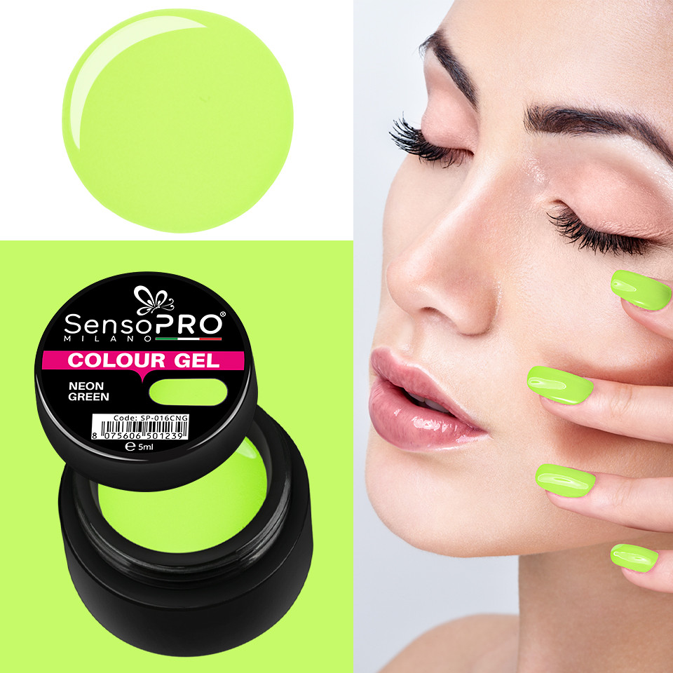 Gel UV Colorat Neon Green 5ml, SensoPRO Milano