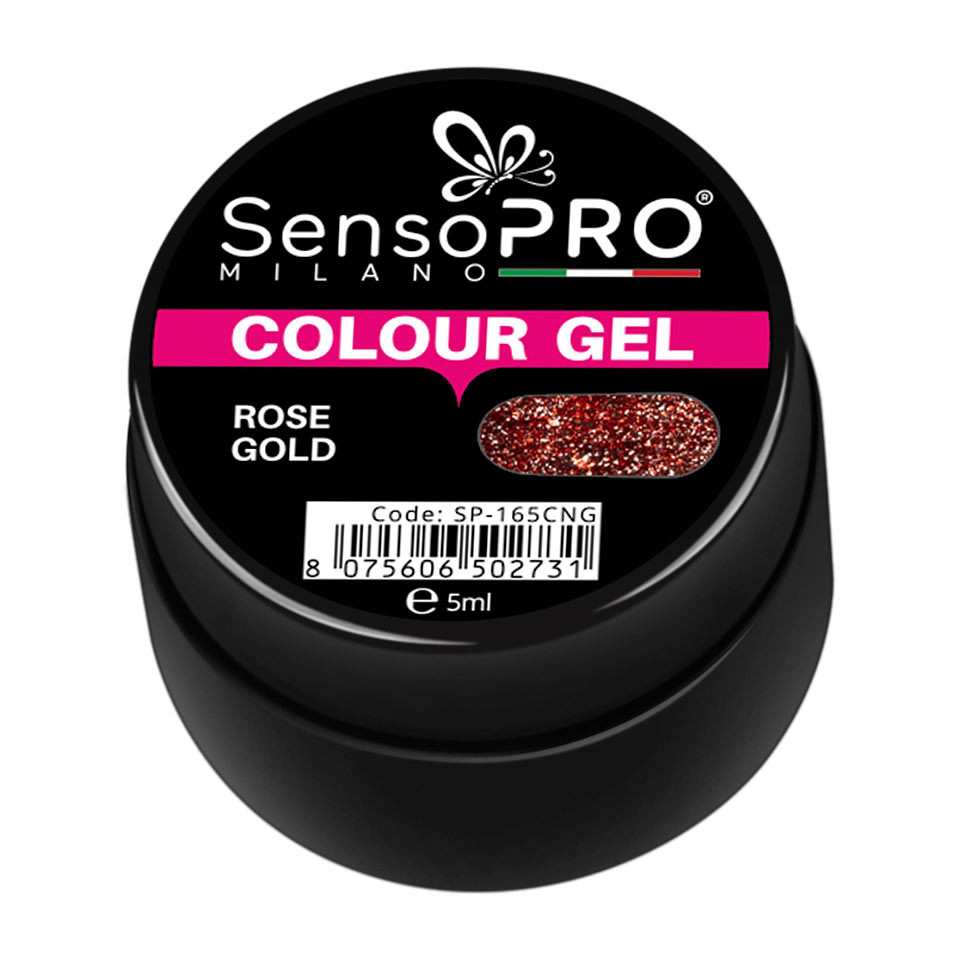 Gel UV Colorat Rose Gold 5ml, SensoPRO Milano
