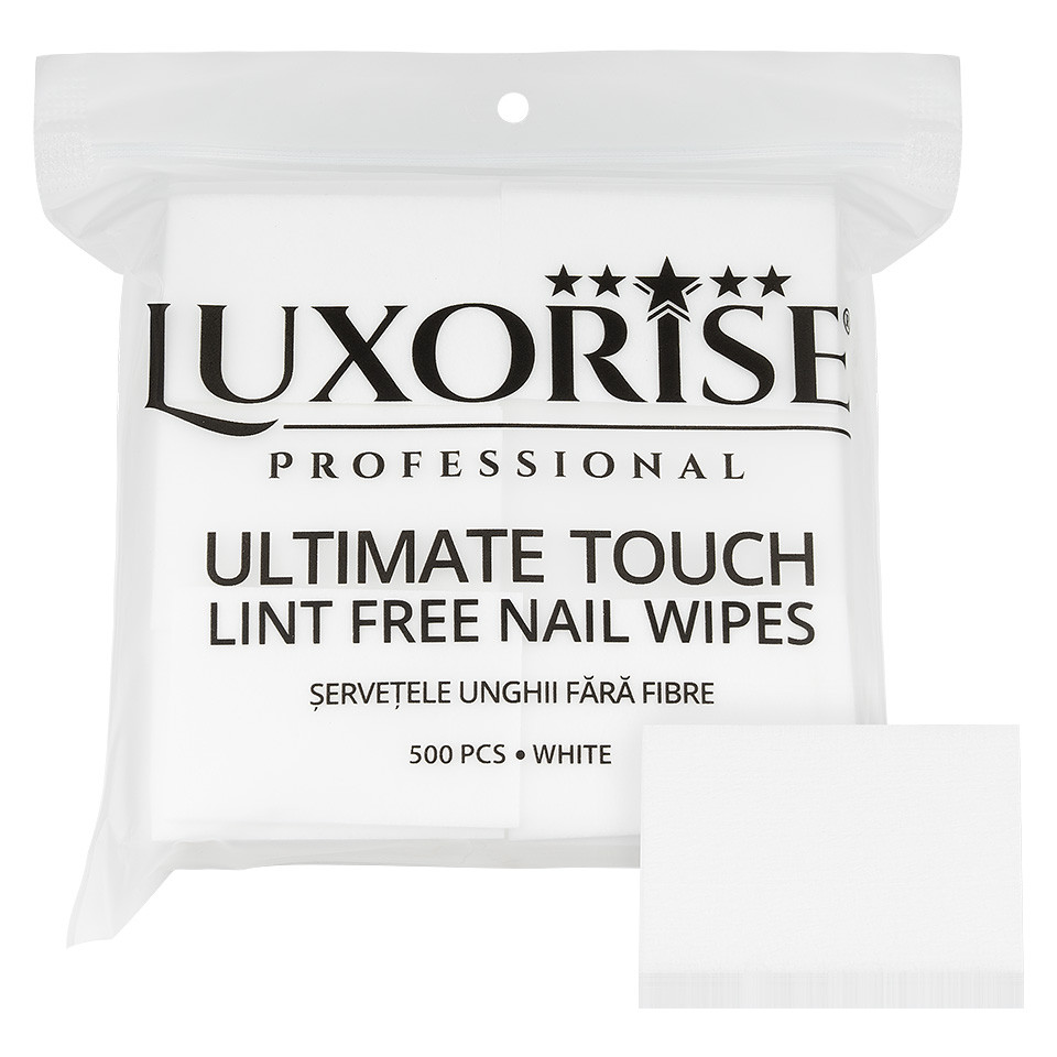 Servetele Unghii Ultimate Touch LUXORISE, Strat Dublu 500 buc, Alb 500