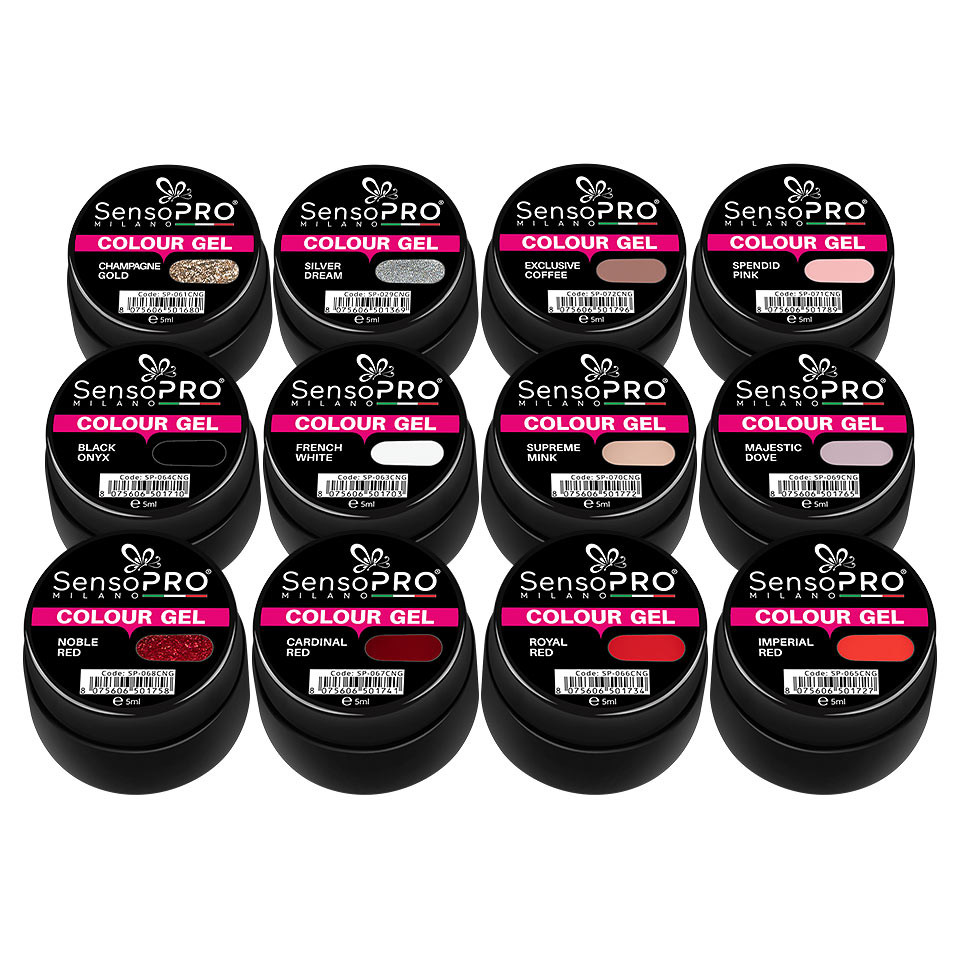 Set 12 Geluri UV Colorate VIP TOP Collection, SensoPRO Milano