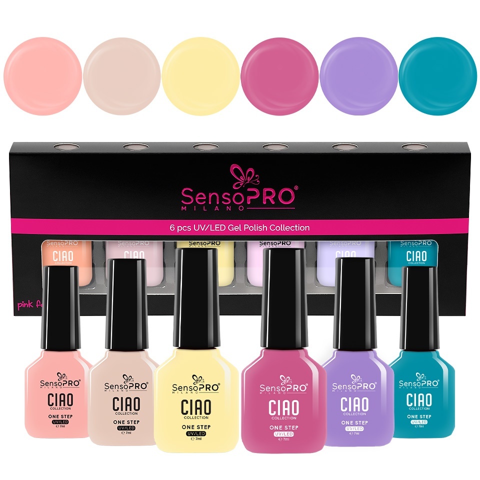 Set 6 Oje Semipermanente CIAO One Step SensoPRO Milano, Pastel Reflection