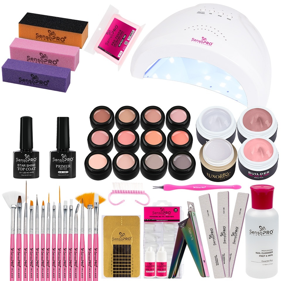 Kit Unghii False cu Gel UV - Promotie #55 + CADOU Set 15 Pensule Manichiura