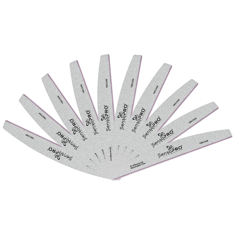 Set 10 Pile Unghii Semiluna granulatia 180/240 - SensoPRO Milano
