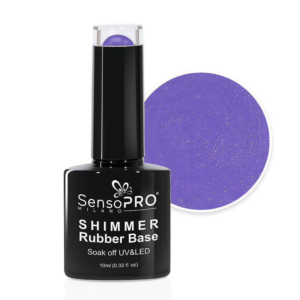 Shimmer Rubber Base SensoPRO Milano – #08 Lavender Shimmer White, 10ml #08 imagine 2022