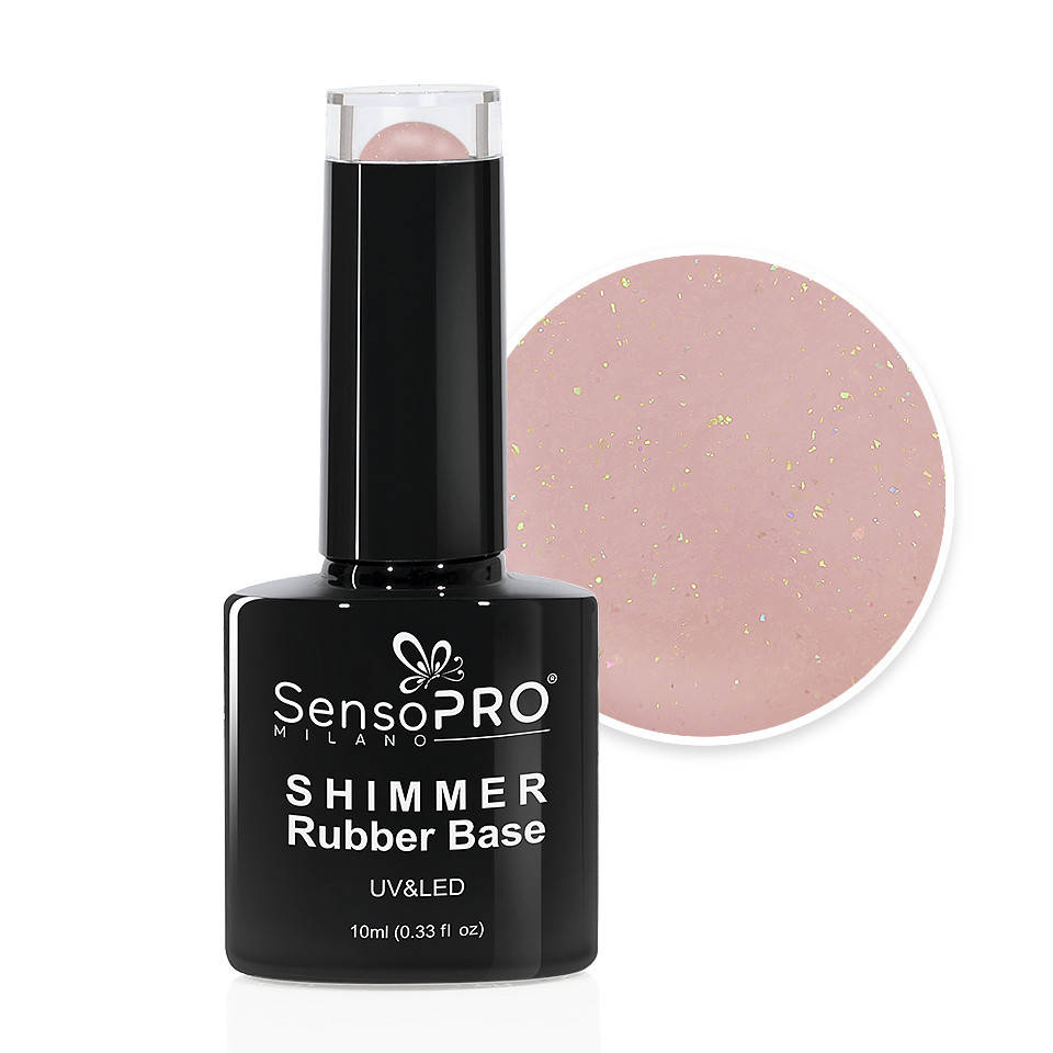 Shimmer Rubber Base SensoPRO Milano – #24 Sunny Beige, 10ml #24 imagine pret reduceri